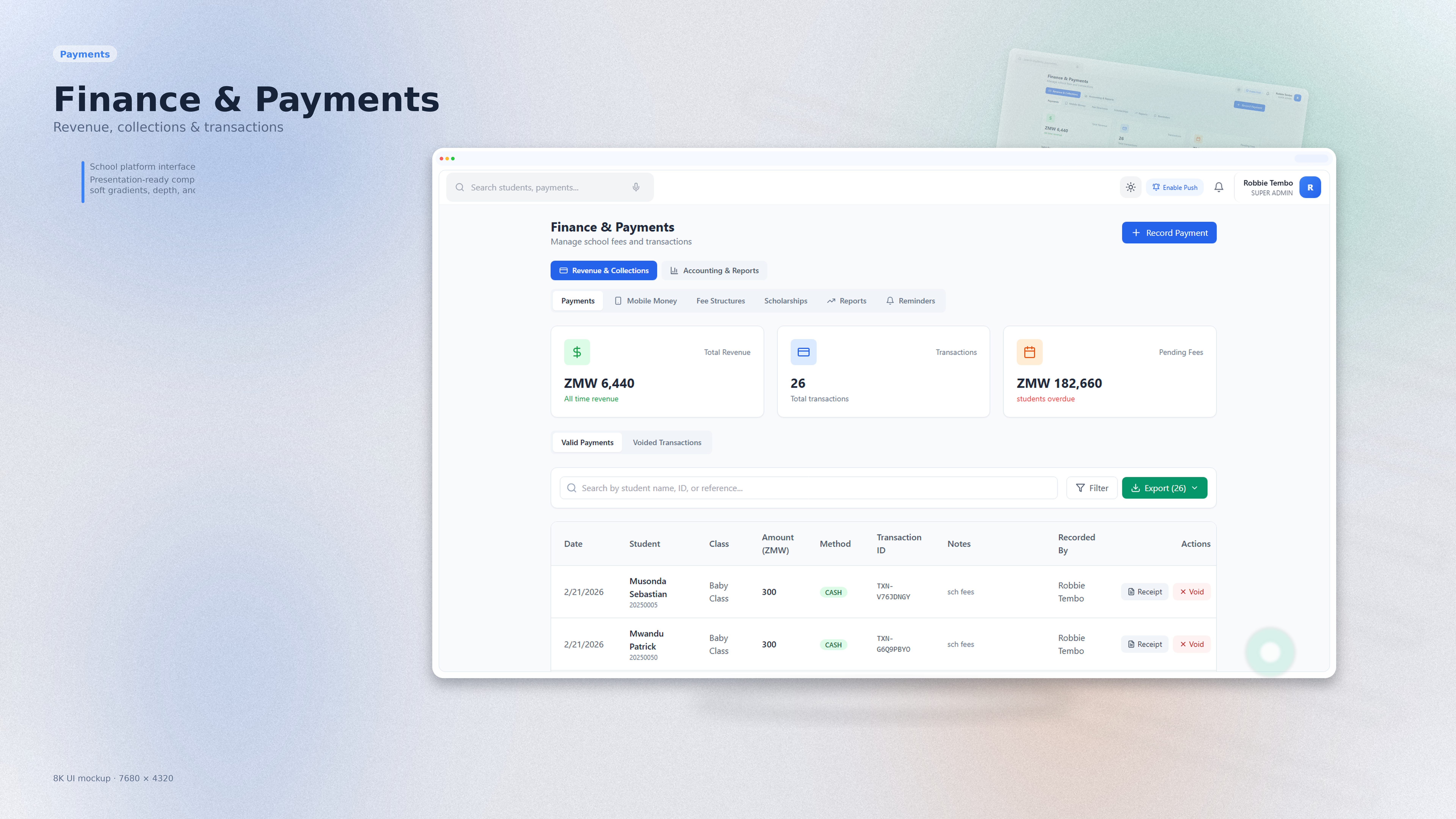 Payments & Transactions Dashboard
